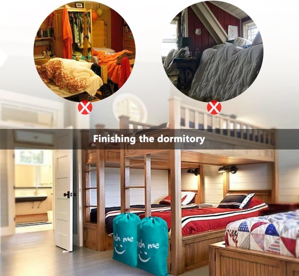 Foldable Laundry Bag for Travel, Large, Blue, Compatible with Dirty Clothes Storage V1188-MS-325-0189