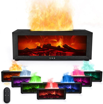 2-in-1 LED Humidifier with Fireplace Effect, 150ml Aromatherapy Diffuser, 3 Timer Settings, Remote Control, V1188-MS-325-0194
