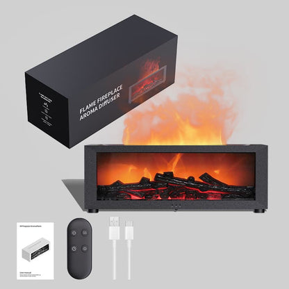 2-in-1 LED Humidifier with Fireplace Effect, 150ml Aromatherapy Diffuser, 3 Timer Settings, Remote Control, V1188-MS-325-0194