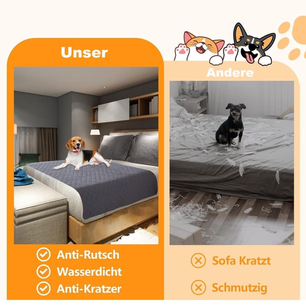 Waterproof Leakproof Double-Sided Dog Blanket Furniture Protector for Pets, 170x200cm V1188-MS-325-0197