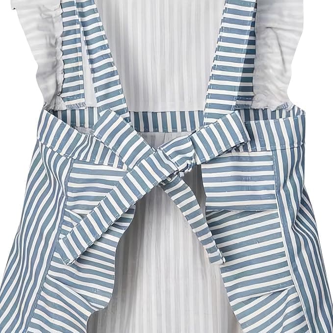 2-Pack Women's Cotton Linen Blend Kitchen Apron with Adjustable Straps and Lace Pocket, Pink V1188-MS-325-0203