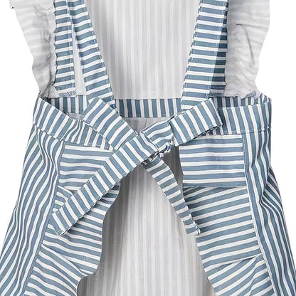 2-Pack Women's Cotton Linen Blend Kitchen Apron with Adjustable Straps and Lace Pocket, Pink V1188-MS-325-0203