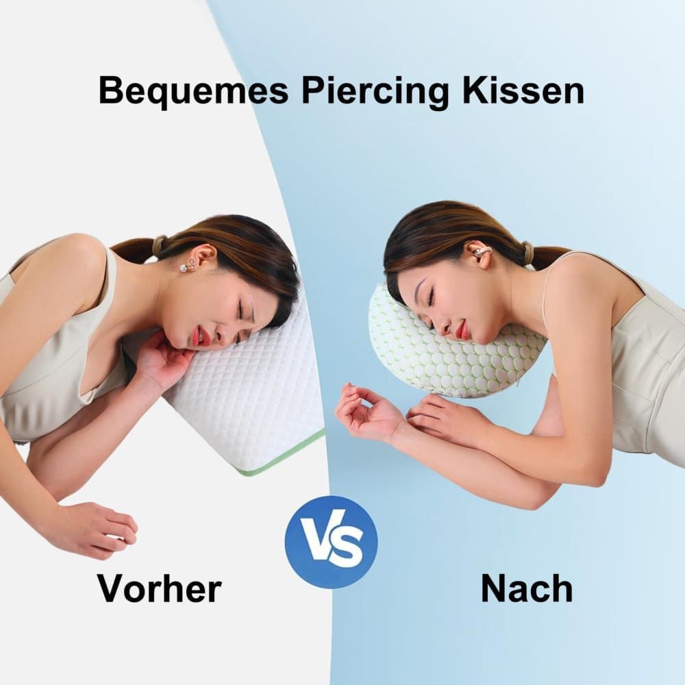 Ergonomic Ear Pillow for Side Sleeping, Relieves Ear Pressure with Perforated Design, Gold V1188-MS-325-0208