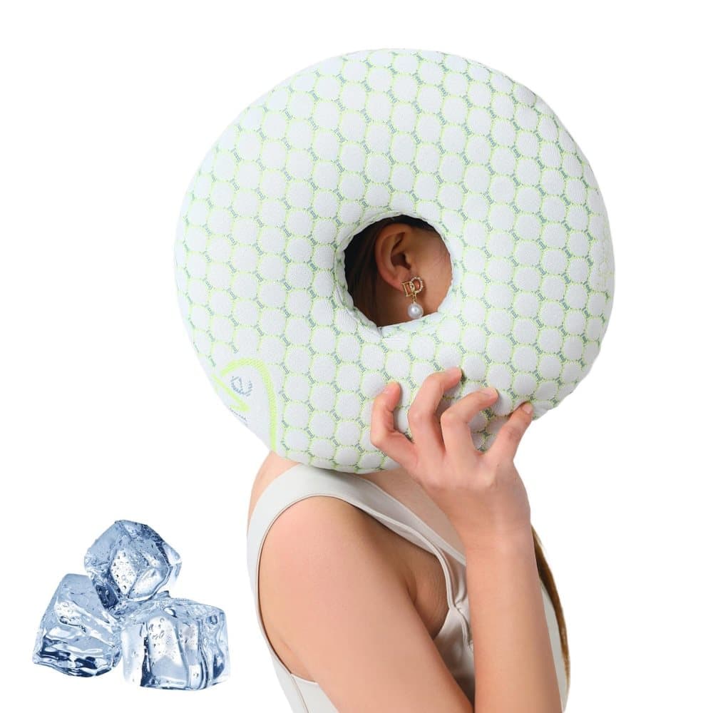Ear Pillow for Side Sleeping, Ergonomic Perforated Design, Comfortable Ear Pressure Relief, Green V1188-MS-325-0209