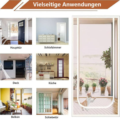 Cat Repellent Door Curtain, White, Durable Mesh Protects Against Cats and Pests, Easy to Install, 90x210cm V1188-MS-325-0210