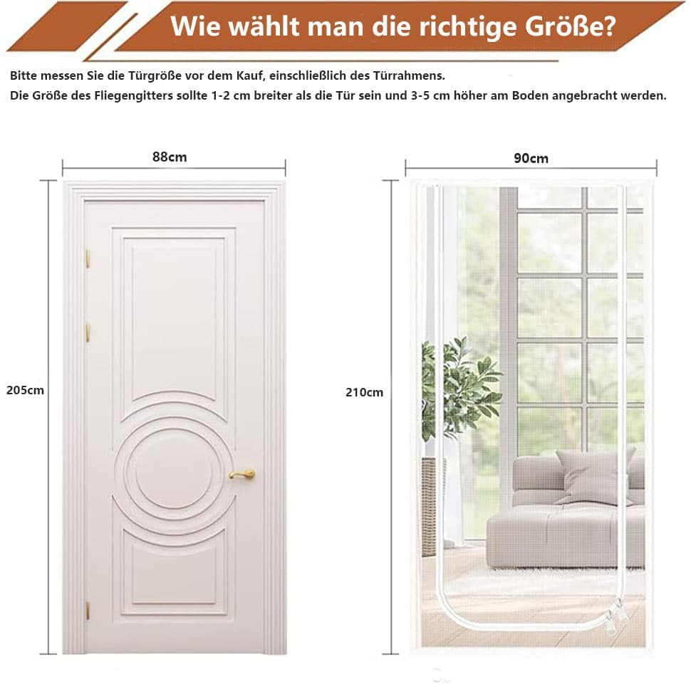 Cat Repellent Door Curtain, White, Durable Mesh Protects Against Cats and Pests, Easy to Install, 90x210cm V1188-MS-325-0210
