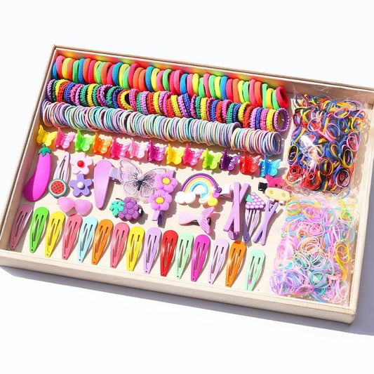 844-Piece Hair Accessories Set with Colorful Clips and Scrunchies for Girls, Perfect for All Occasions V1188-MS-325-0219
