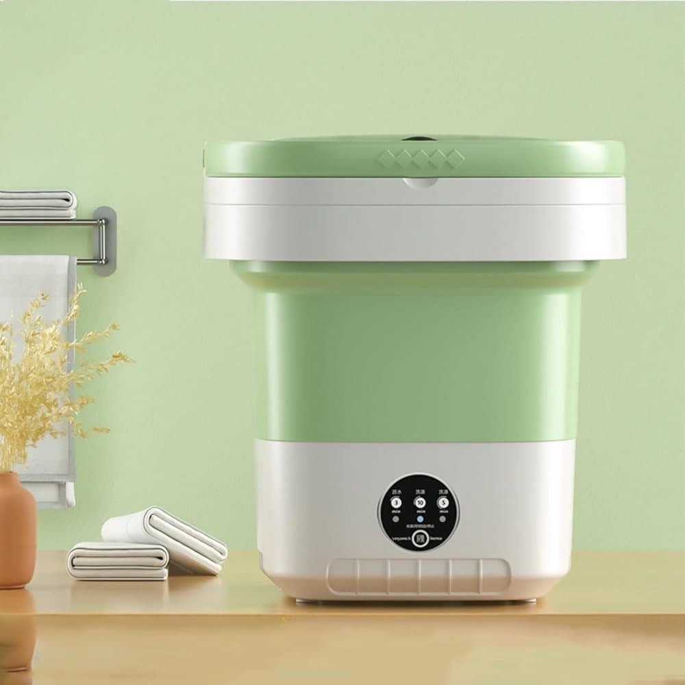 12L Mini Foldable Portable Washing Machine for Travel Small Apartments Student Rooms, Green V1188-MS-325-0220