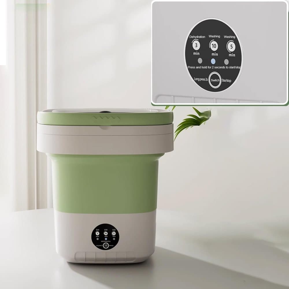 12L Mini Foldable Portable Washing Machine for Travel Small Apartments Student Rooms, Green V1188-MS-325-0220