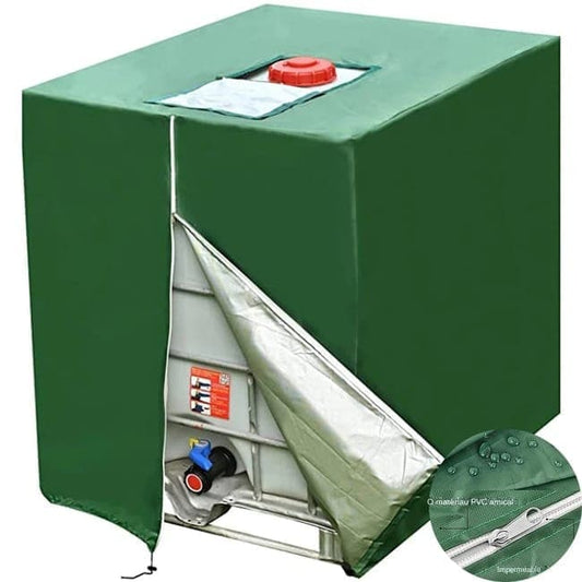 Waterproof UV Resistant IBC Garden Water Tank Cover, 210D Oxford with Zipper, Green V1188-MS-325-0224