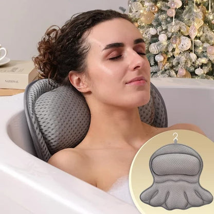 6 Suction Cups Bathtub Cushion with Ergonomic Neck and Back Support 4D Air Mesh, Gray V1188-MS-325-0225