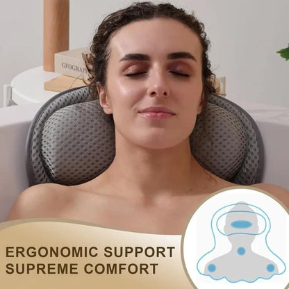 6 Suction Cups Bathtub Cushion with Ergonomic Neck and Back Support 4D Air Mesh, Gray V1188-MS-325-0225