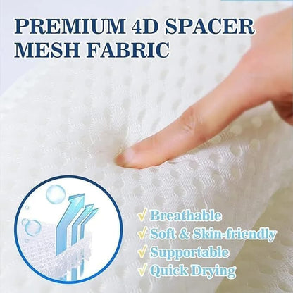6 Suction Cups Bathtub Cushion with Ergonomic Neck and Back Support 4D Air Mesh, White V1188-MS-325-0226