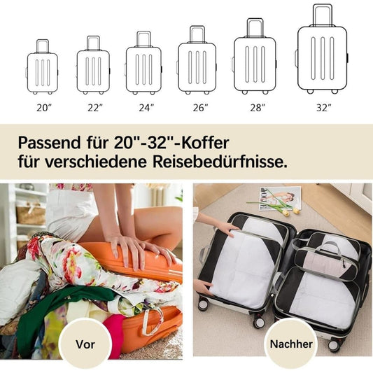 7-Piece Compression Bags for Suitcase & Backpack, Black, Lightweight Travel Packing Organizers V1188-MS-325-0227
