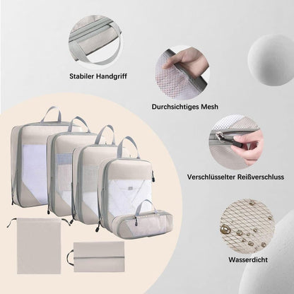 7-Piece Lightweight Travel Compression Bags for Suitcase & Backpack, Beige V1188-MS-325-0228
