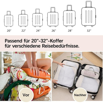 7-Piece Lightweight Travel Compression Bags for Suitcase & Backpack, Beige V1188-MS-325-0228