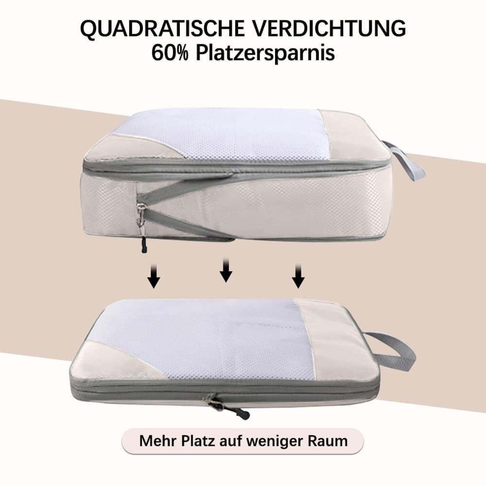 7-Piece Lightweight Travel Compression Bags for Suitcase & Backpack, Beige V1188-MS-325-0228
