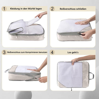 7-Piece Lightweight Travel Compression Bags for Suitcase & Backpack, Beige V1188-MS-325-0228