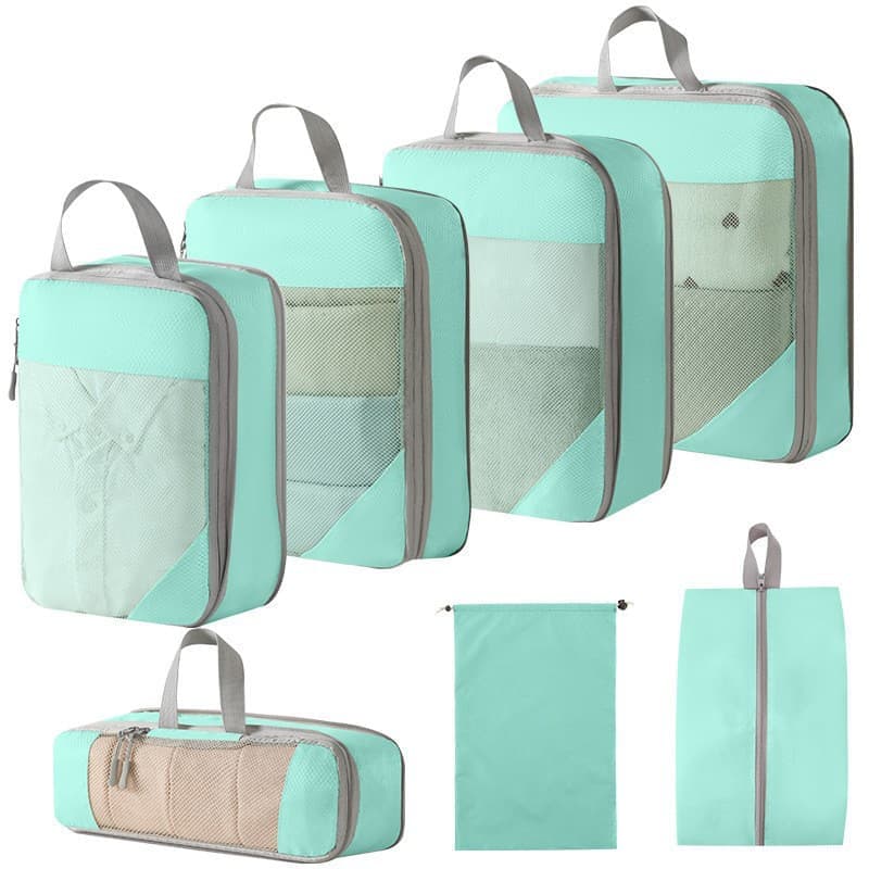 7-Piece Light Blue Compression Bags for Suitcase and Backpack, Lightweight V1188-MS-325-0229