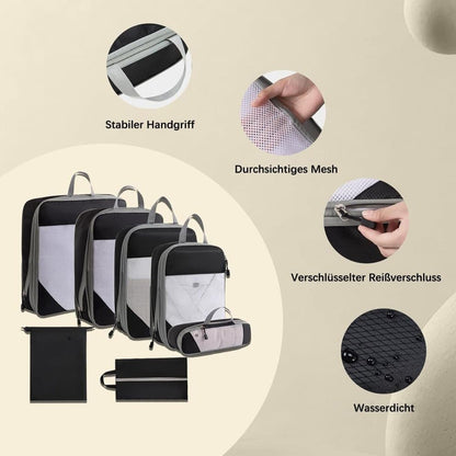 7-Piece Light Blue Compression Bags for Suitcase and Backpack, Lightweight V1188-MS-325-0229