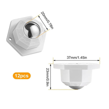 12-Pack Heavy Duty Furniture Casters 360 degrees Rotating High Load Easy Assembly Flat Design, 2.5\ V1188-MS-325-0234