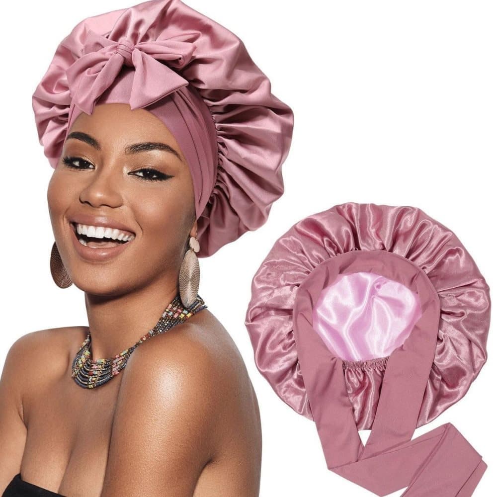 Silky Satin Sleeping Cap for Women and Girls, Double Layered Adjustable Hair Protection Cap, One Size V1188-MS-325-0236