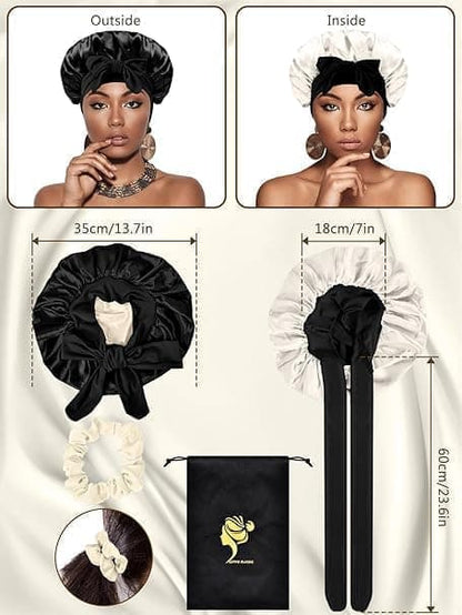 Silky Satin Sleeping Cap for Women and Girls, Double Layered Adjustable Hair Protection Cap, One Size V1188-MS-325-0236