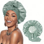 Silky Satin Sleeping Cap for Women and Girls, Double Layer Hair Protection, Adjustable Fit, Light Green V1188-MS-325-0243