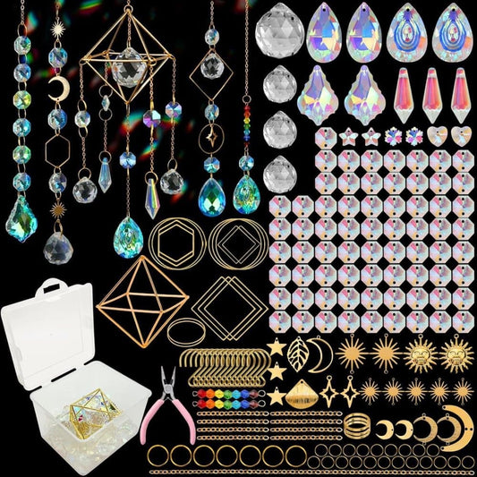 DIY Solar Collector Crystal Wind Chimes Kit 400-pack, Hanging Window Decoration for Home Office and Garden, V1188-MS-325-0245