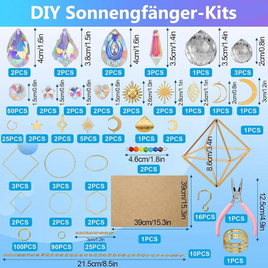DIY Solar Collector Crystal Wind Chimes Kit 400-pack, Hanging Window Decoration for Home Office and Garden, V1188-MS-325-0245