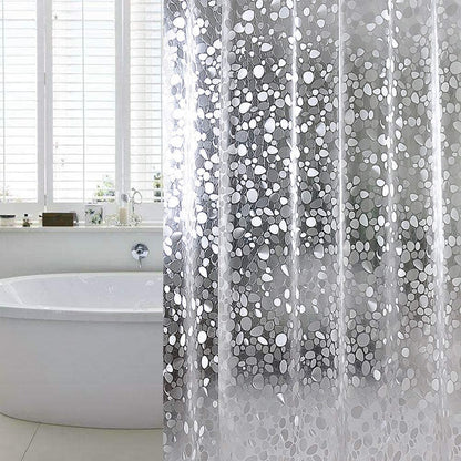 Waterproof EVA Shower Curtain with Pebble Pattern, 180x180 cm, Transparent Odorless V1188-MS-325-0247
