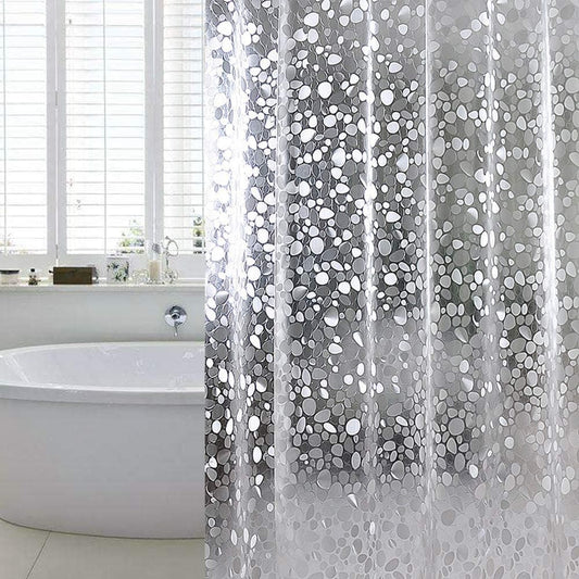 Waterproof EVA Shower Curtain with Pebble Pattern, 180x180 cm, Transparent Odorless V1188-MS-325-0247