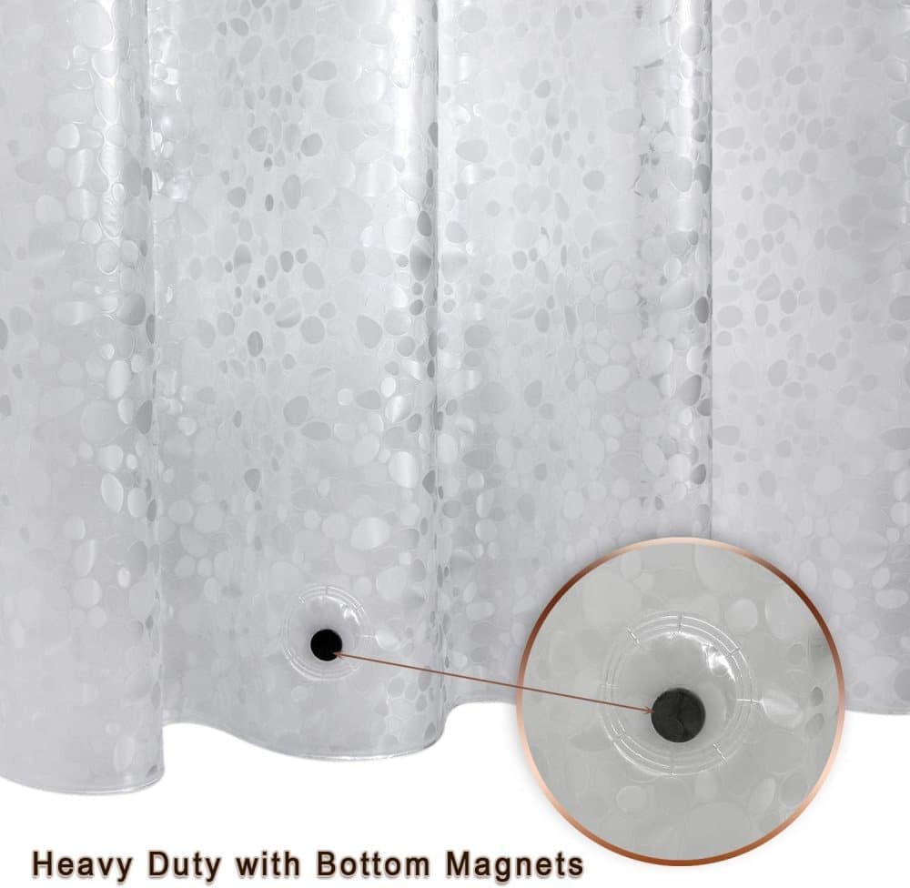 Waterproof EVA Shower Curtain with Pebble Pattern, 180x180 cm, Transparent Odorless V1188-MS-325-0247