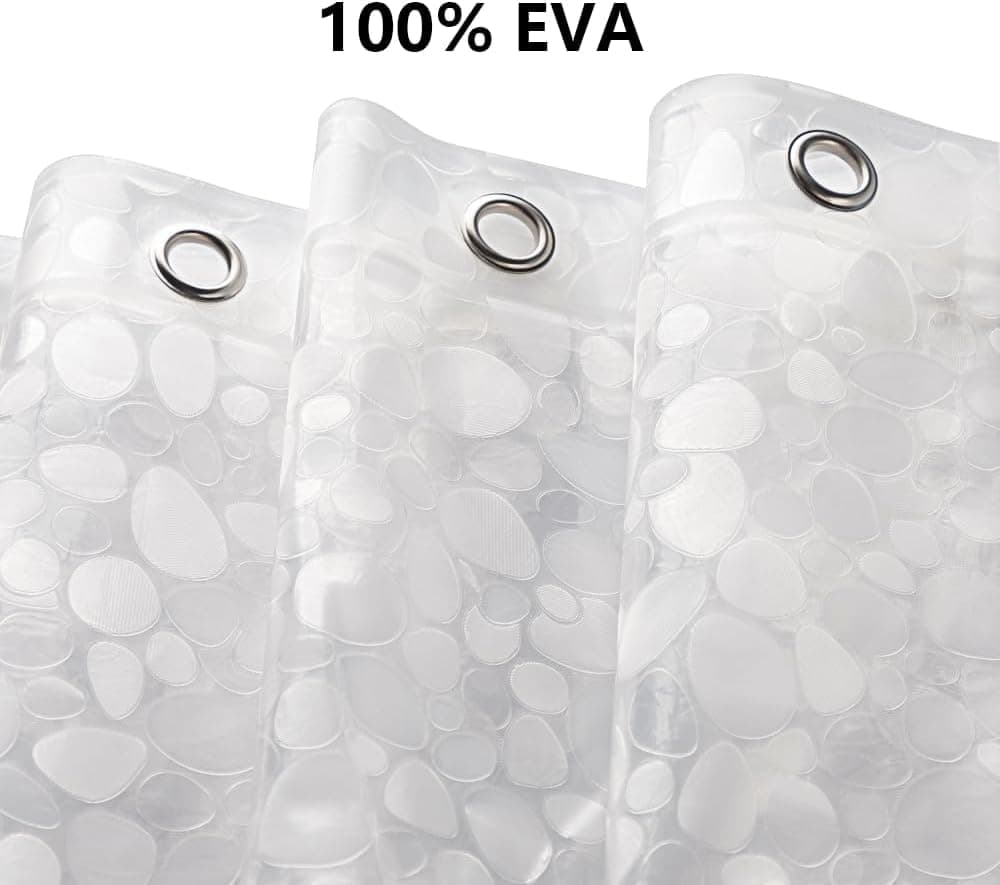 Waterproof EVA Shower Curtain with Pebble Pattern, 180x180 cm, Transparent Odorless V1188-MS-325-0247