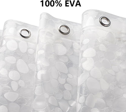 Waterproof EVA Shower Curtain with Pebble Pattern, 180x180 cm, Transparent Odorless V1188-MS-325-0247