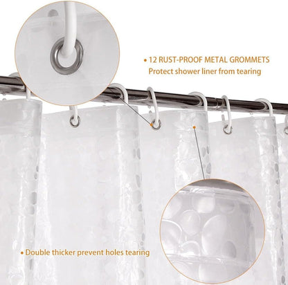 Waterproof EVA Shower Curtain with Pebble Pattern, 180x180 cm, Transparent Odorless V1188-MS-325-0247