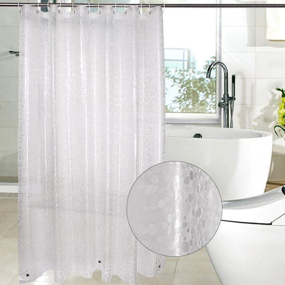 Waterproof EVA Shower Curtain with Pebble Pattern, 180x180 cm, Transparent Odorless V1188-MS-325-0247