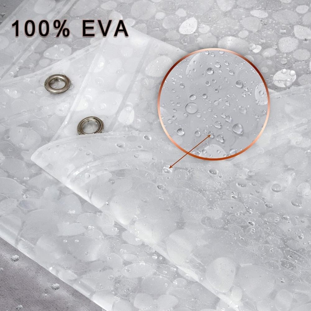 Waterproof EVA Shower Curtain with Pebble Pattern, 180x180 cm, Transparent Odorless V1188-MS-325-0247