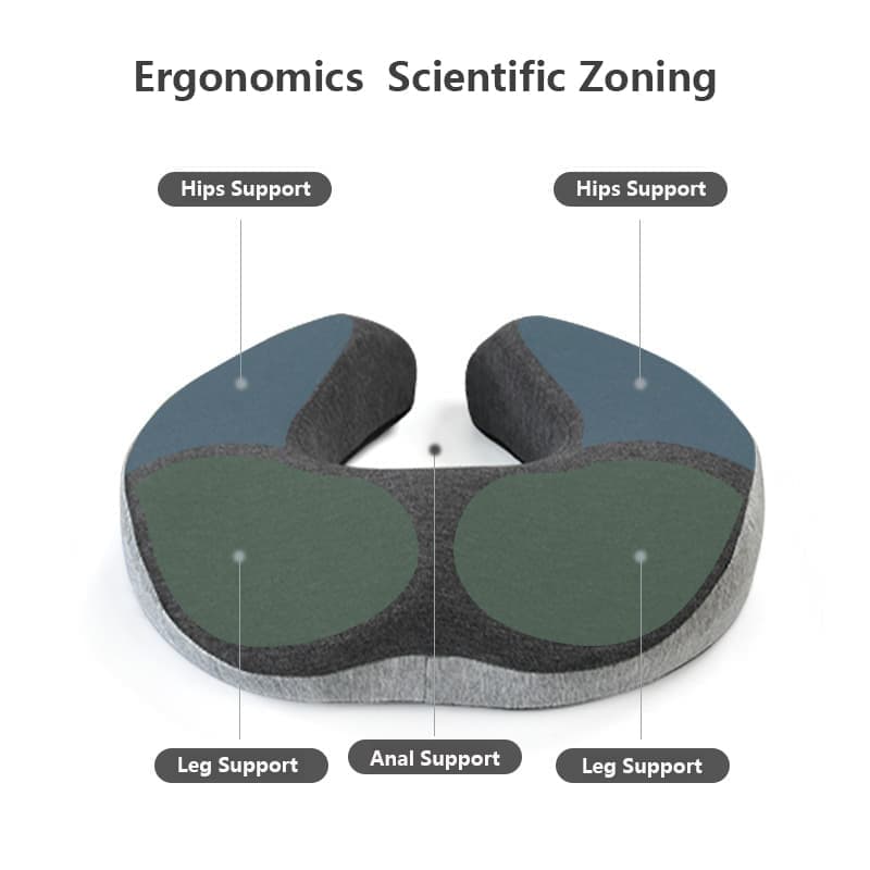 Ergonomic Memory Foam Orthopedic Seat Cushion for Coccyx Pain Relief, U-Shaped, for Office and Home V1188-MS-325-0248