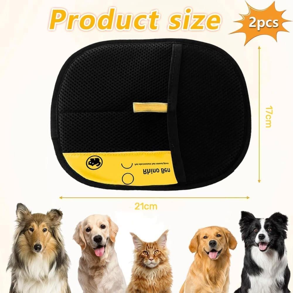 2-Pack Pet Fur Removal Glove, Double-Sided Reusable Static Hair Remover, Compatible with Cats and Dogs V1188-MS-325-0260