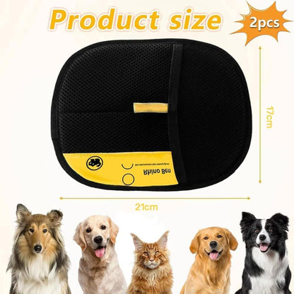 2-Pack Pet Fur Removal Glove, Double-Sided Reusable Static Hair Remover, Compatible with Cats and Dogs V1188-MS-325-0260