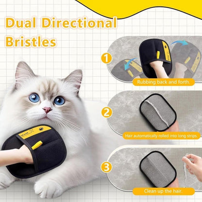 2-Pack Pet Fur Removal Glove, Double-Sided Reusable Static Hair Remover, Compatible with Cats and Dogs V1188-MS-325-0260