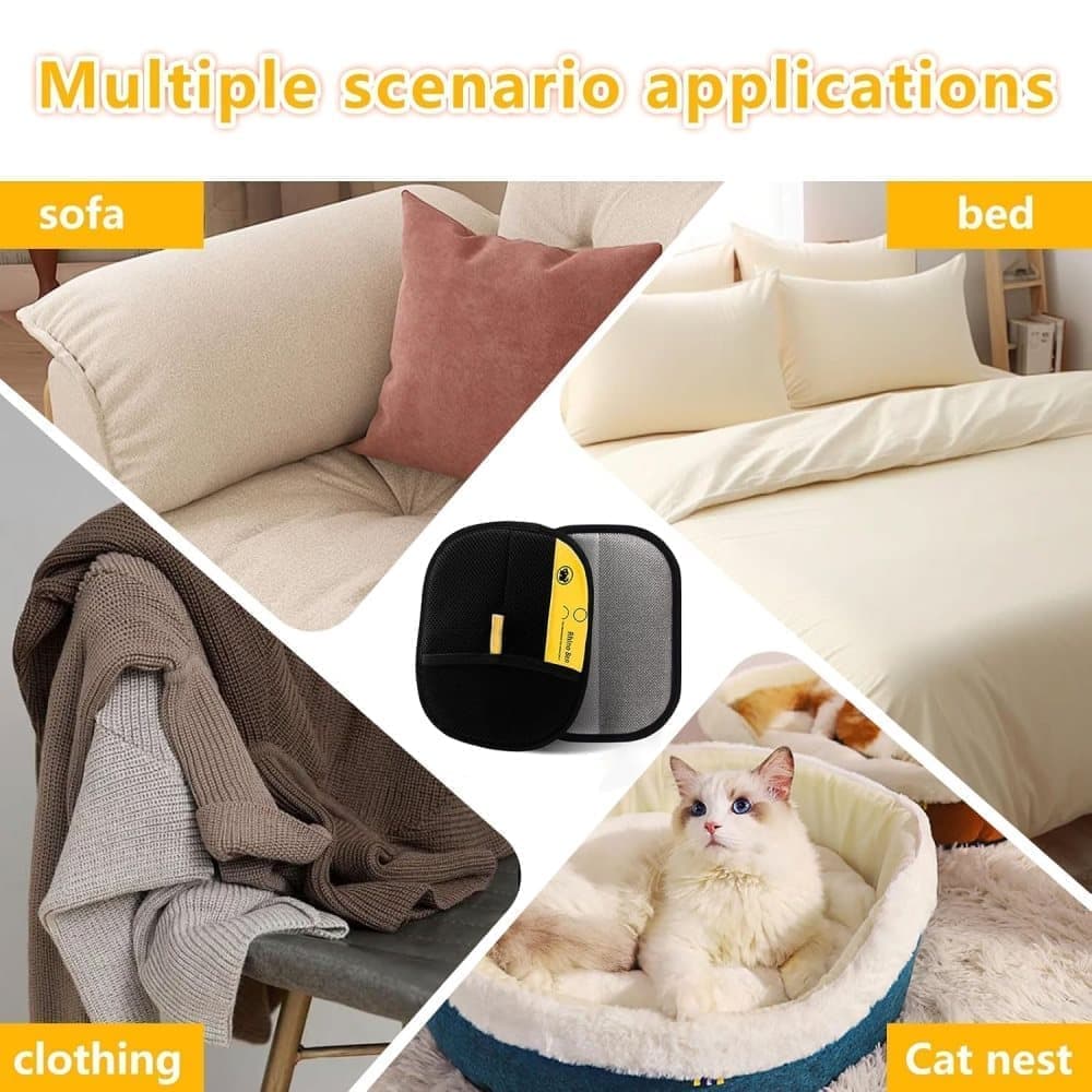 2-Pack Pet Fur Removal Glove, Double-Sided Reusable Static Hair Remover, Compatible with Cats and Dogs V1188-MS-325-0260