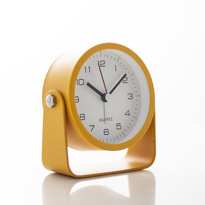 Silent Analog Alarm Clock with Night Light Adjustable Angle for Travel Nightstand Bedroom, Orange Metal V1188-MS-325-0261