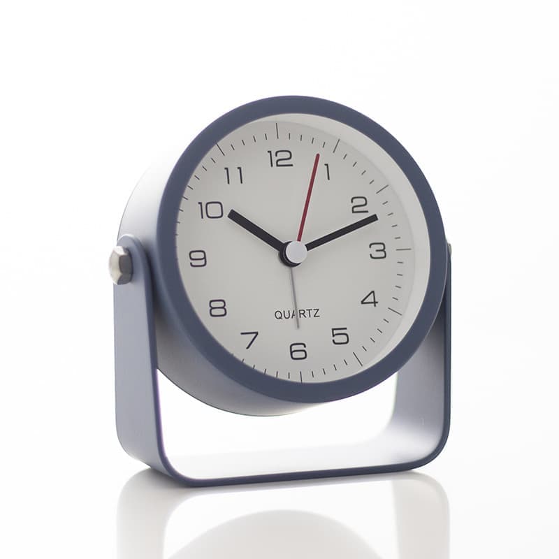 Silent Analog Alarm Clock with Night Light, Adjustable Angle for Travel Nightstand Bedroom, Blue Metal Clock V1188-MS-325-0263