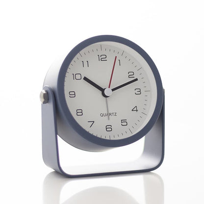 Silent Analog Alarm Clock with Night Light, Adjustable Angle for Travel Nightstand Bedroom, Blue Metal Clock V1188-MS-325-0263