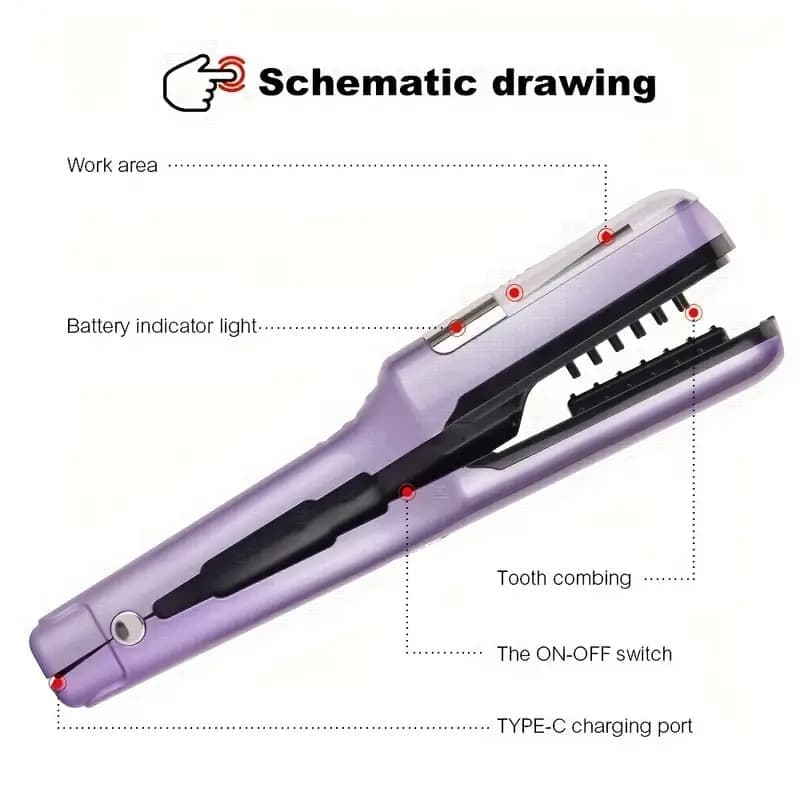 Portable Rechargeable Hair Trimmer Split End Trimmer for Travel, Protects Hair, Blue V1188-MS-325-0269