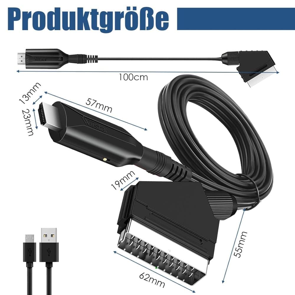 SCART to HDMI Converter 1080P, Wireless Adapter Plug & Play, Compatible with Home Theater TV Projector V1188-MS-325-0272