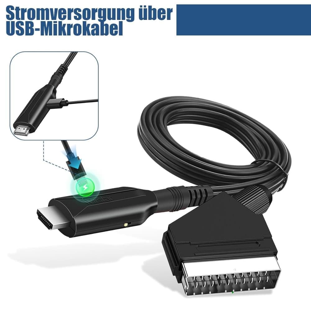 SCART to HDMI Converter 1080P, Wireless Adapter Plug & Play, Compatible with Home Theater TV Projector V1188-MS-325-0272