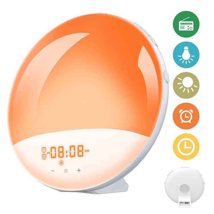 1 Pack Wake Up Light Alarm Clock with FM Radio and Sunrise Sunset Simulation V1188-MS-325-0280